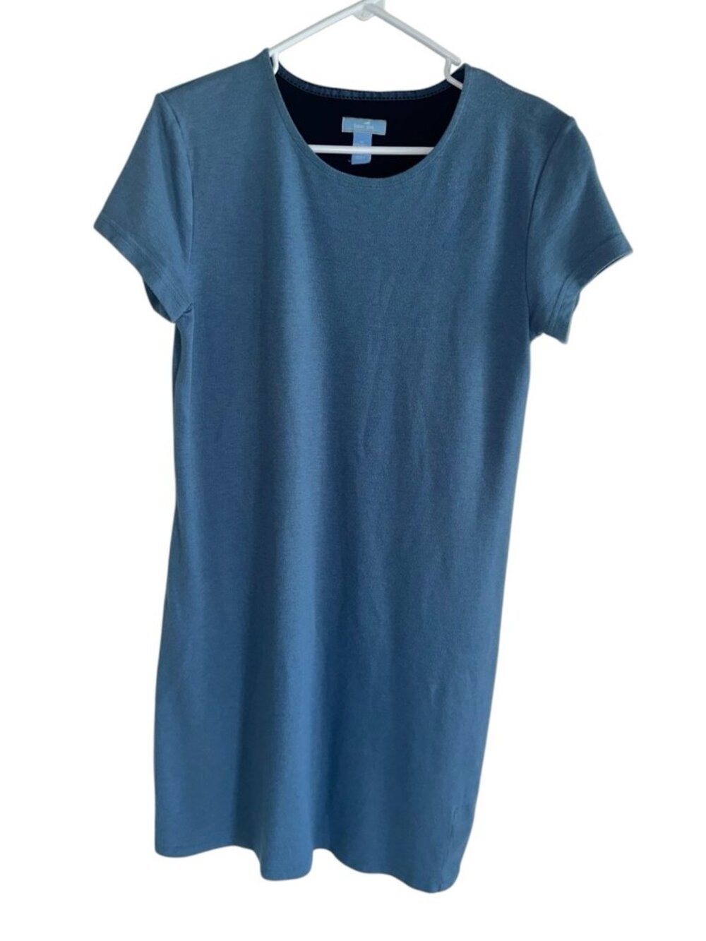 Horny Toad Womens Short Sleeve T Shirt Dress Sz M Blue Hidden Pocket Knit